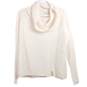 White + Warren Cashmere Sweater Womens XS Ivory Cable Knit Cowlneck Luxury Cozy